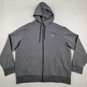 Polo Ralph Lauren Hoodie Mens 2XL Full Zip Sweatshirt Drawstring Pullover Jacket